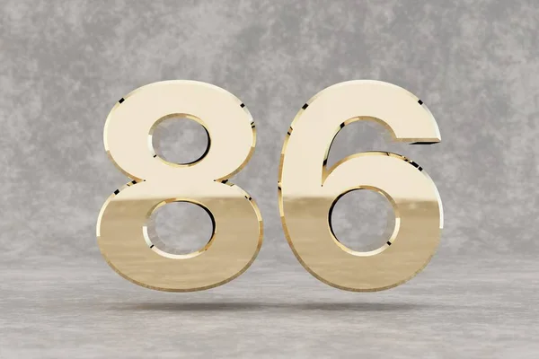 Gold Number Glossy Golden Number Concrete Background Metallic Digit Studio — Stock Photo, Image