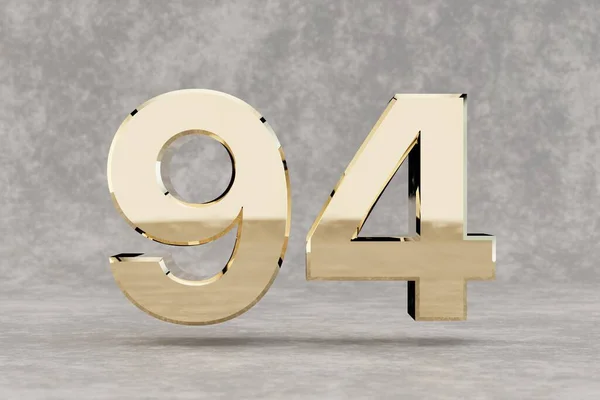 Gold Number Glossy Golden Number Concrete Background Metallic Digit Studio — Stock Photo, Image