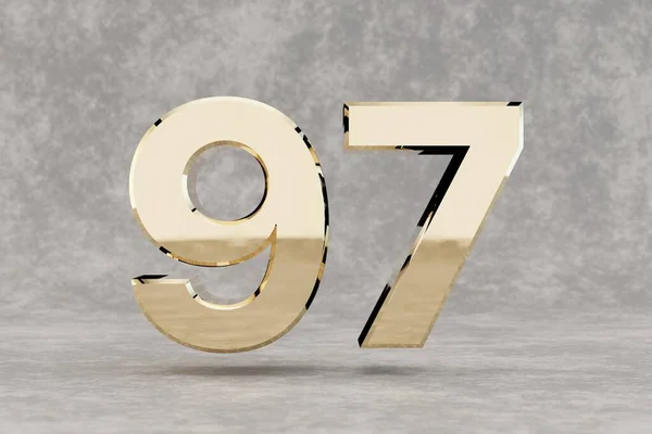 Goud Nummer Glanzend Gouden Nummer Betonnen Ondergrond Metallic Cijfer Met — Stockfoto