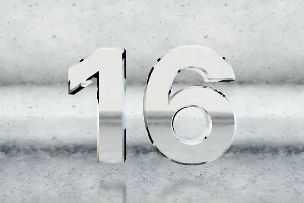 Chrome Number Glossy Chrome Number Scratched Metal Background Metallic Digit — Stock Photo, Image