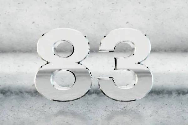 Chrome 3D番号83 傷金属の背景に光沢のあるクロム番号 スタジオの光の反射と金属桁 3Dレンダリング — ストック写真