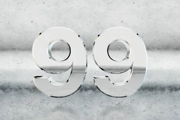 Chrome 3D番号99 傷金属の背景に光沢のあるクロム番号 スタジオの光の反射と金属桁 3Dレンダリング — ストック写真