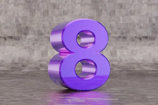 Violett Nummer Glossy Indigo Nummer Kakel Bakgrund Metalliskt Alfabet Med — Stockfoto