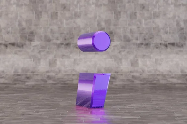 Violettes Semikolon Symbol Glänzendes Indigo Zeichen Auf Fliesen Hintergrund Metallisches — Stockfoto
