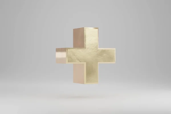 Ouro Mais Símbolo Sinal Dourado Isolado Fundo Branco Alfabeto Dourado — Fotografia de Stock