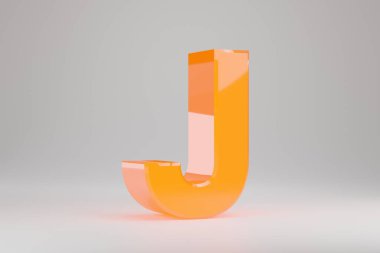 Neon 3d harfli J büyük harf. Sarı neon harfler beyaz arkaplanda izole edilmiş. Parlak sarı neon alfabesi. 3d oluşturulmuş yazı tipi karakteri.