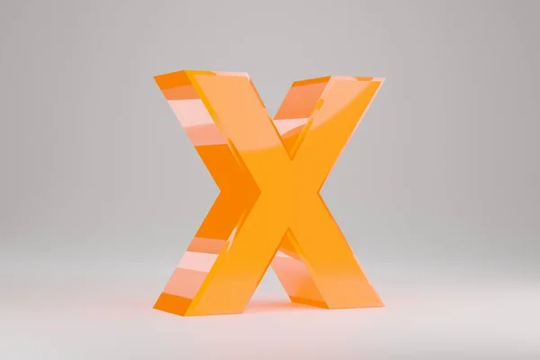 Neon 3d letter X uppercase. Yellow neon letter isolated on white background. Glossy yellow neon glowing alphabet. 3d rendered font character.