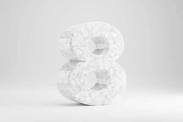 Marmo 3d numero 8. Numero di marmo bianco isolato su sfondo bianco. Caratteri di carattere renderizzati 3d . — Foto Stock