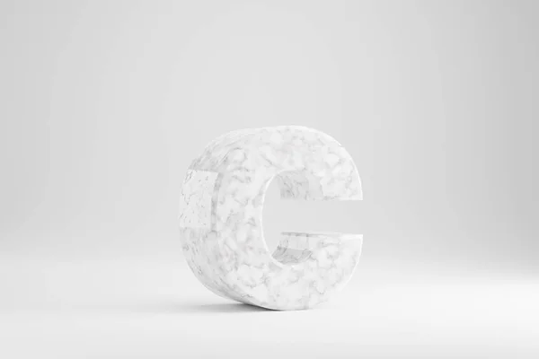 Mármore 3d letra C minúscula. Carta de mármore branco isolado no fundo branco. caractere de fonte renderizada 3d . — Fotografia de Stock