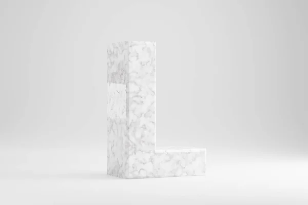 Mármore 3d letra L maiúscula. Carta de mármore branco isolado no fundo branco. caractere de fonte renderizada 3d . — Fotografia de Stock