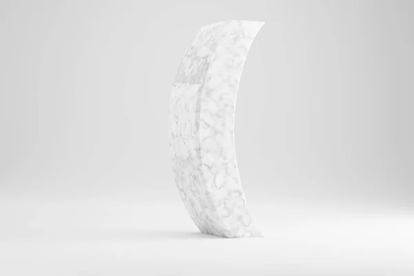 Symbole de support rond en marbre 3D. Panneau en marbre blanc isolé sur fond blanc. Caractère de police rendu 3d . — Photo