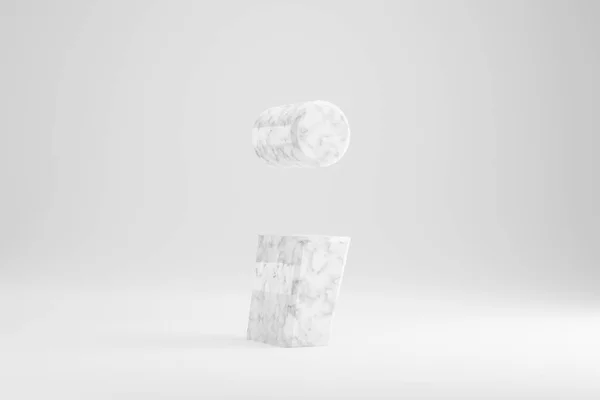 Márvány 3D pontosvessző szimbólum. Fehér márványtábla elszigetelt fehér háttérrel. 3d renderelt betűtípus karakter. — Stock Fotó