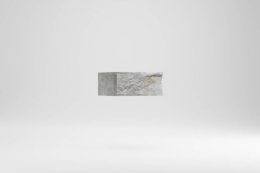 Taş 3D eksi sembol. Kaya desenli tabela beyaz arkaplanda izole. 3d hazırlayıcı.