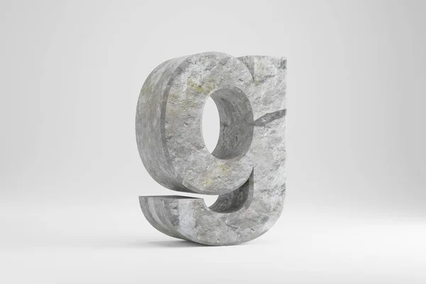 Kő 3d betű G kisbetű. Rock texturált levél elszigetelt fehér háttérrel. 3d renderelés. — Stock Fotó