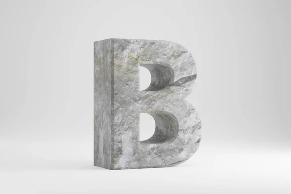 Stone 3d letter B uppercase. 하얀 배경에 바위 글자가 따로 붙어 있다. 3d 항복. — 스톡 사진