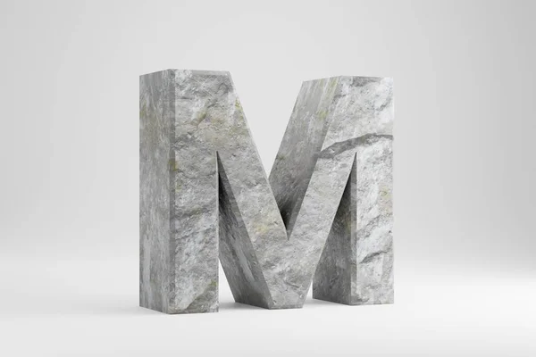 Pedra 3d letra M maiúscula. Carta texturizada em rocha isolada sobre fundo branco. Renderização 3d . — Fotografia de Stock