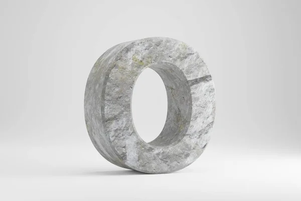 石の3D文字O大文字。白い背景に隔離された岩のテクスチャ文字。3Dレンダリング. — ストック写真