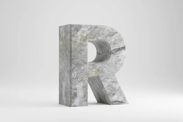 Pedra 3d letra R maiúscula. Carta texturizada em rocha isolada sobre fundo branco. Renderização 3d . — Fotografia de Stock