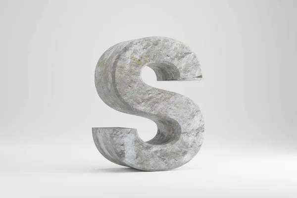 Piedra 3d letra S mayúscula. Carta texturizada en roca aislada sobre fondo blanco. 3d renderizar . — Foto de Stock