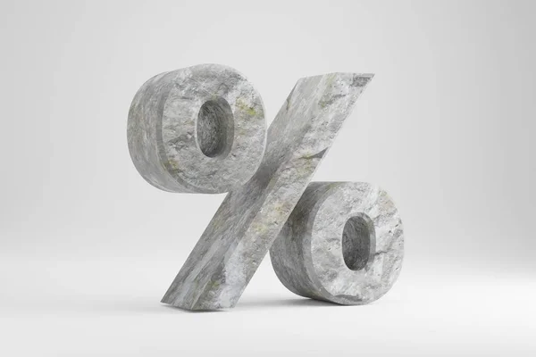 Pedra 3d símbolo por cento. Sinal texturizado de rocha isolado no fundo branco. Renderização 3d . — Fotografia de Stock