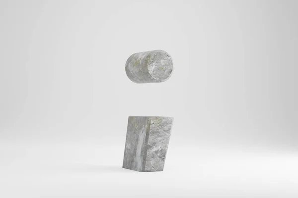 Piedra símbolo de punto y coma 3d. Signo texturizado en roca aislado sobre fondo blanco. 3d renderizar . —  Fotos de Stock