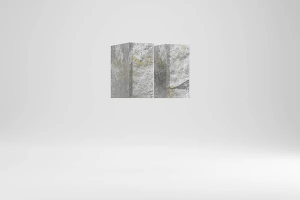 Кам'яні 3d подвійні лапки символ. Скельний текстурний знак ізольований на білому тлі. 3d візуалізація . — стокове фото