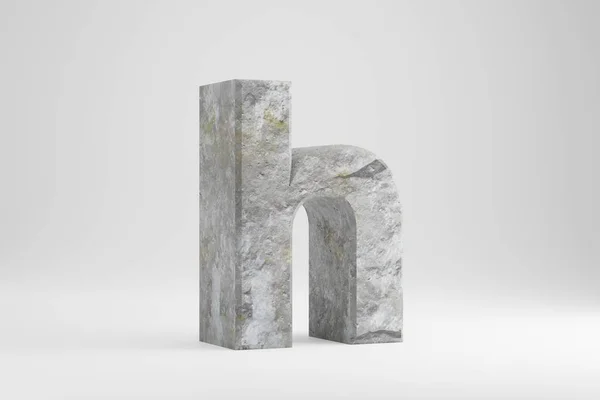 Stone 3d letter H lowercase. Rock textured letter isolated on white background. 3d render. Stock Picture