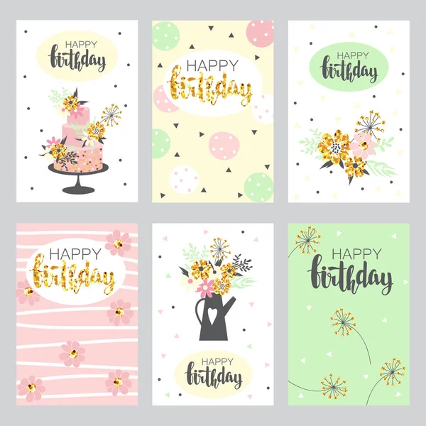 Set of greeting cards in pastel colors.