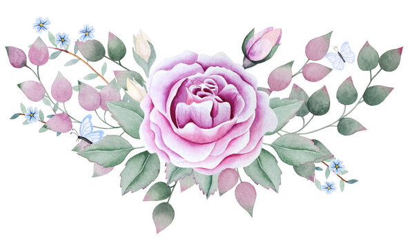 Bouquet of roses in watercolor Royalty Free Stock Images