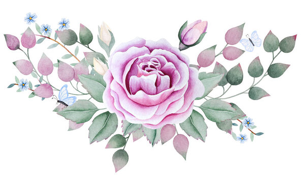Bouquet of roses in watercolor — Stock Image Bouquet of roses in watercolor Royalty Free Stock Images