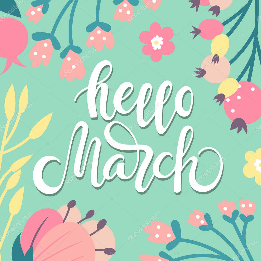 Hello March background — Stock Vector © Yulia337 181705556