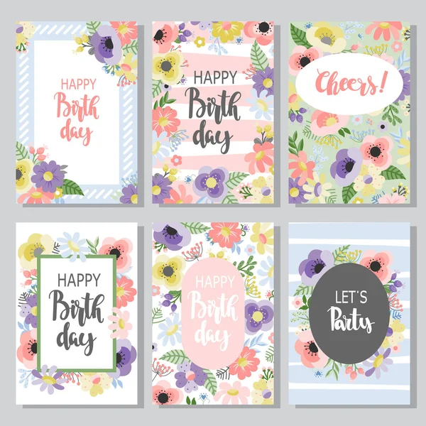 Set of floral greeting cards — Stock Vector © Yulia337 104241194