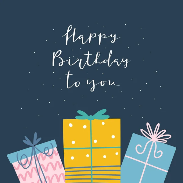 Joyeux Anniversaire Drole Conception De Carte Avec Differentes Boites Cadeaux Et Phrase Joyeux Anniversaire Pour Vous