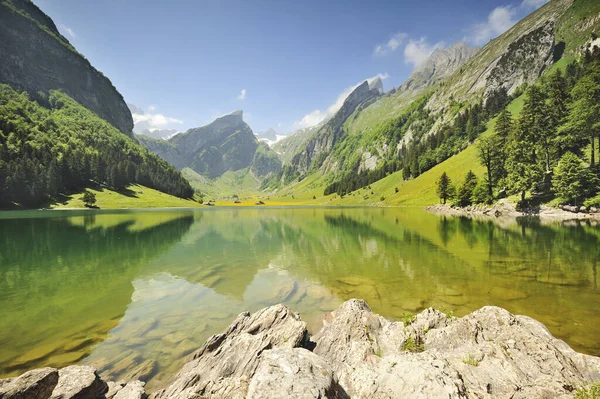 Der Seealpsee Den Appenzeller Alpen Żadnych Opłat Rezerwacyjnych — Zdjęcie stockowe