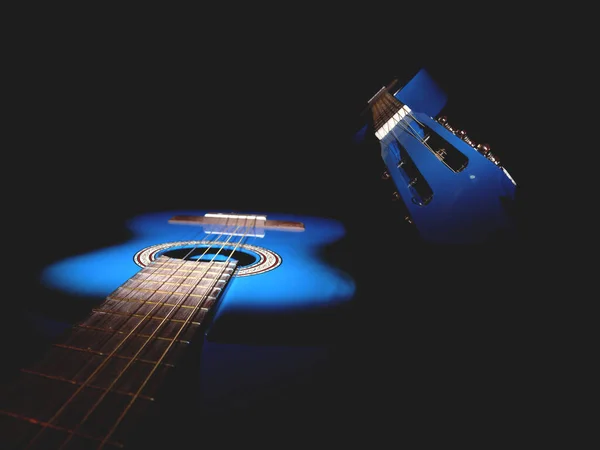Електрична Гітара Синьому Фоні — стокове фото