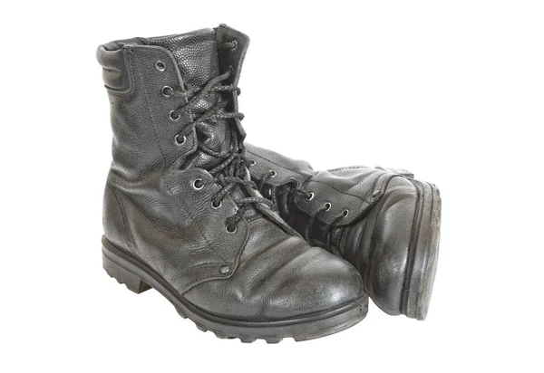 Black Army Boots Close — Stock Photo, Image
