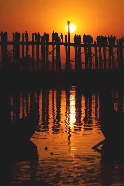 Bein Brug Bij Taungmyo Lake Bij Amarapura Myanmar — Stockfoto