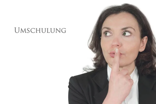 Frau Mit Einem Finger Auf Den Lippen — Stockfoto