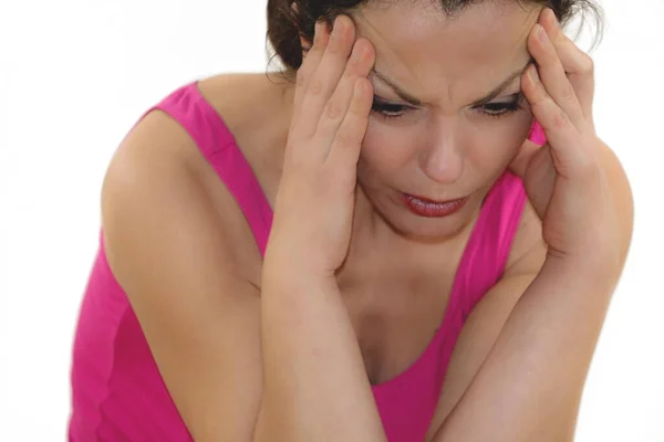 Junge Frau Leidet Unter Kopfschmerzen — Stockfoto