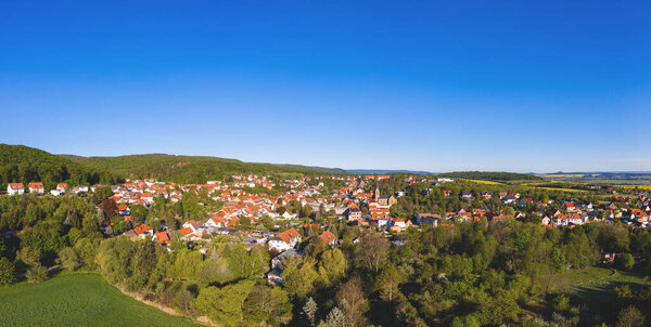 Aerial view Panorama Bad Suderode in the Harz Mountains