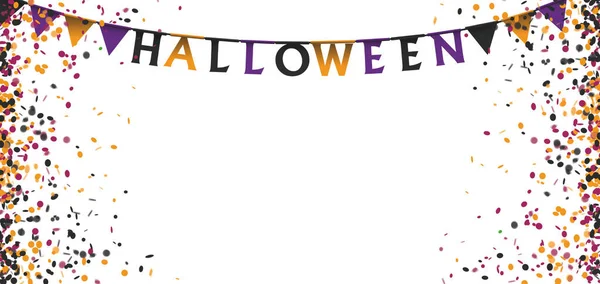 Buntings Halloween Confetti Coloreado Encabezado Blanco —  Fotos de Stock