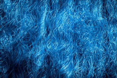 Mavi kıvırcık ip liflerinin doku