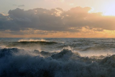 Dalgalar kumsalda kırılıyor