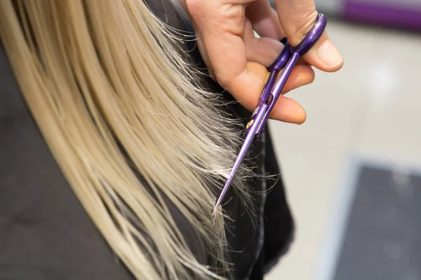 Peluquería recortar el cabello con tijeras — Foto de Stock