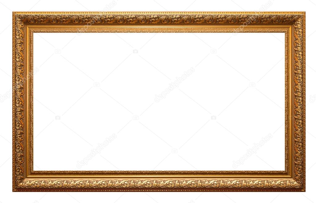 Gold frame for painting or picture on white background. isolated.