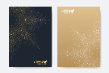 Broşür, broşür, broşür, broşür, kapak, dergi veya yıllık rapor için modern vektör şablonu. A4 beden. İş, bilim, tıp ve teknoloji tasarım kitabı düzeni. Altın mandala ile soyut sunum