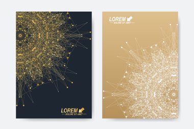 Broşür, broşür, broşür, broşür, kapak, dergi veya yıllık rapor için modern vektör şablonu. A4 beden. İş, bilim, tıp ve teknoloji tasarım kitabı düzeni. Altın mandala ile soyut sunum