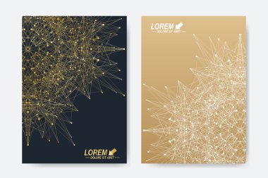 Broşür, broşür, broşür, broşür, kapak, dergi veya yıllık rapor için modern vektör şablonu. A4 beden. İş, bilim, tıp ve teknoloji tasarım kitabı düzeni. Altın mandala ile soyut sunum