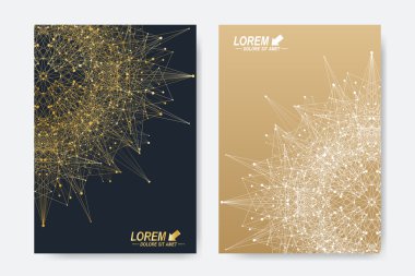 Broşür, broşür, broşür, broşür, kapak, dergi veya yıllık rapor için modern vektör şablonu. A4 beden. İş, bilim, tıp ve teknoloji tasarım kitabı düzeni. Altın mandala ile soyut sunum