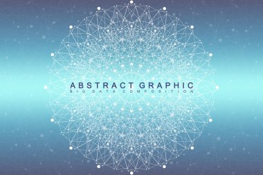 Fraktal öğeyle bileşikler çizgiler ve noktalar. Büyük veri karmaşık. Grafik arka plan iletişim. En az dizi. Dijital veri görselleştirme. Vektör çizim büyük veri.